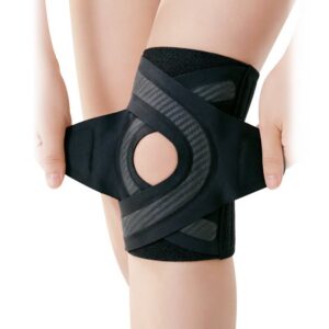 Cross-strapped knee pad